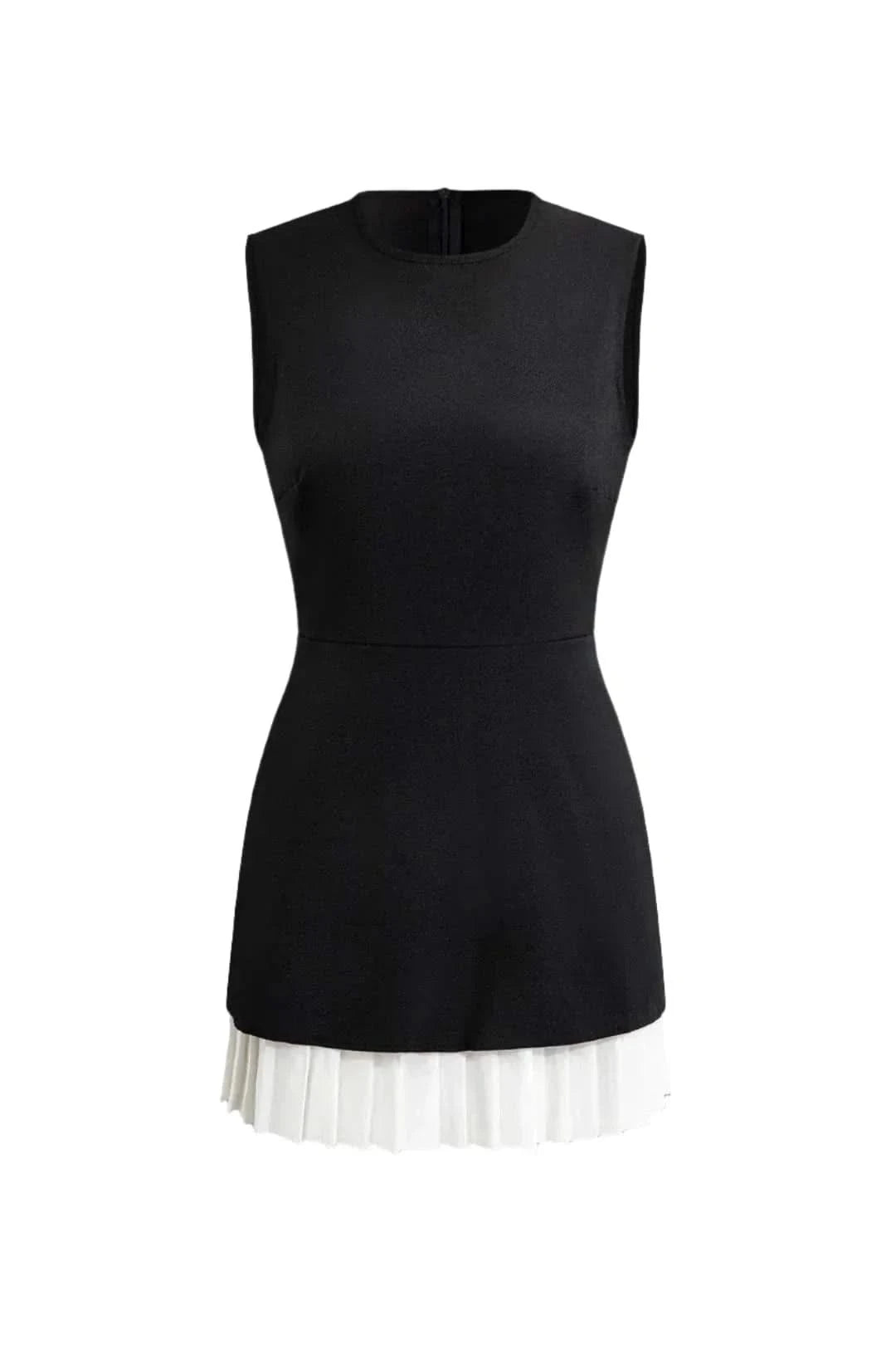Elegant Mini Dress with White Pleated Hemline | Mabel Love Co. Elegant Mini Dress with White Pleated Hemline | Mabel Love Co.