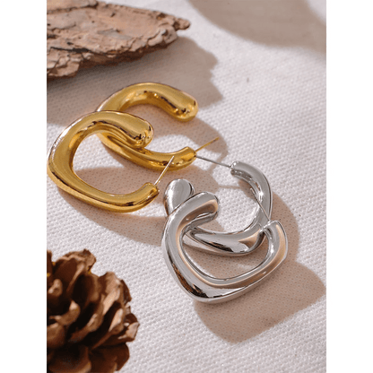 Modern Chunky Oval Hoop Earrings