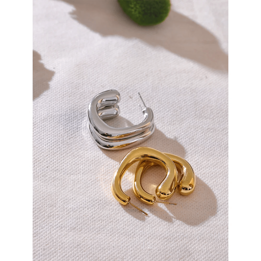 Modern Chunky Oval Hoop Earrings