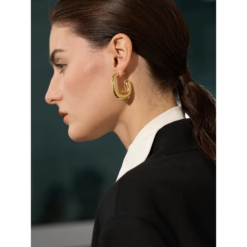 Modern Chunky Oval Hoop Earrings