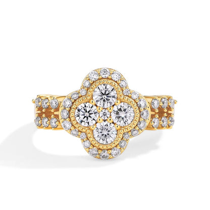 Gold Moissanite Cluster Ring