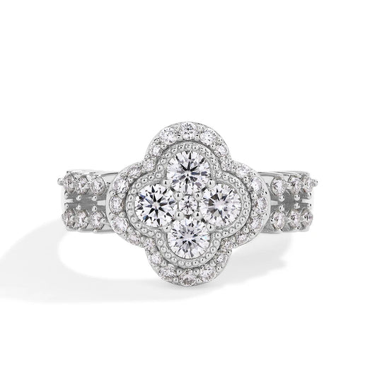 Silver Moissanite Cluster Ring