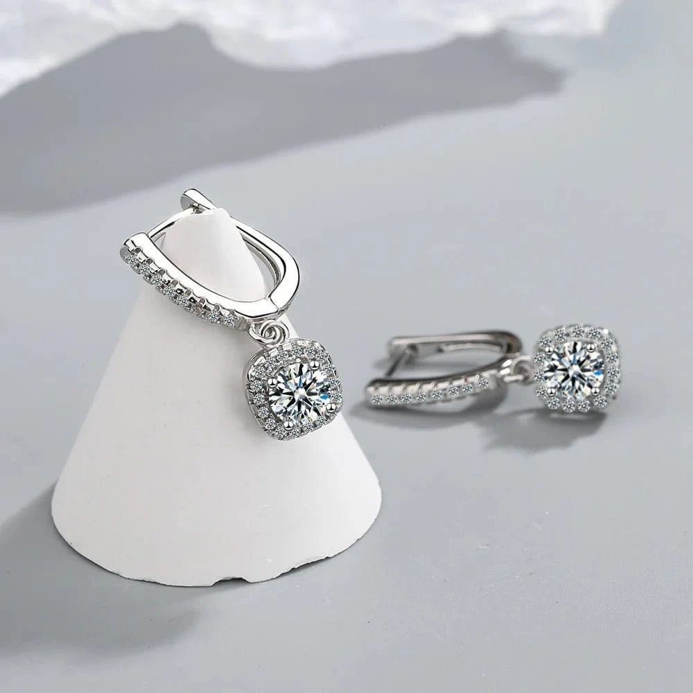 Moissanite Huggie Hoop Earring