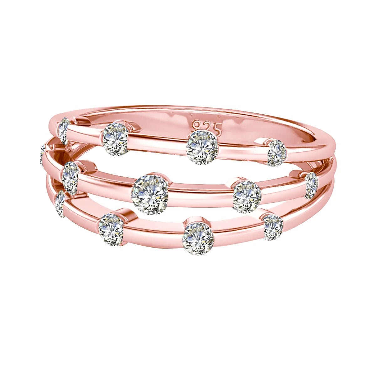 Rose Gold Multi - Layer Moissanite Ring