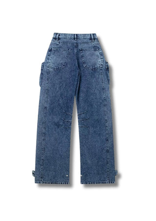 Multi Pockets Wide - Leg Denim Pants