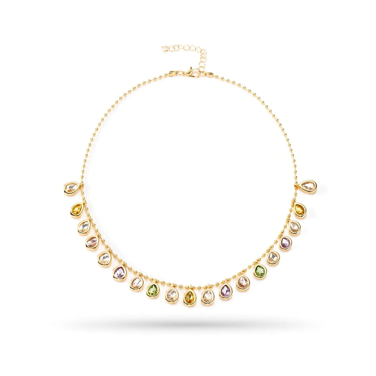 Multicolour Teardrop Crystal Necklace — multicolour front
