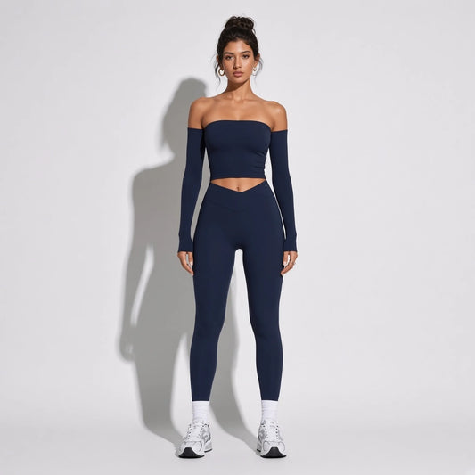 Yoga Long sleeved Fitness Top — Navy Blue front