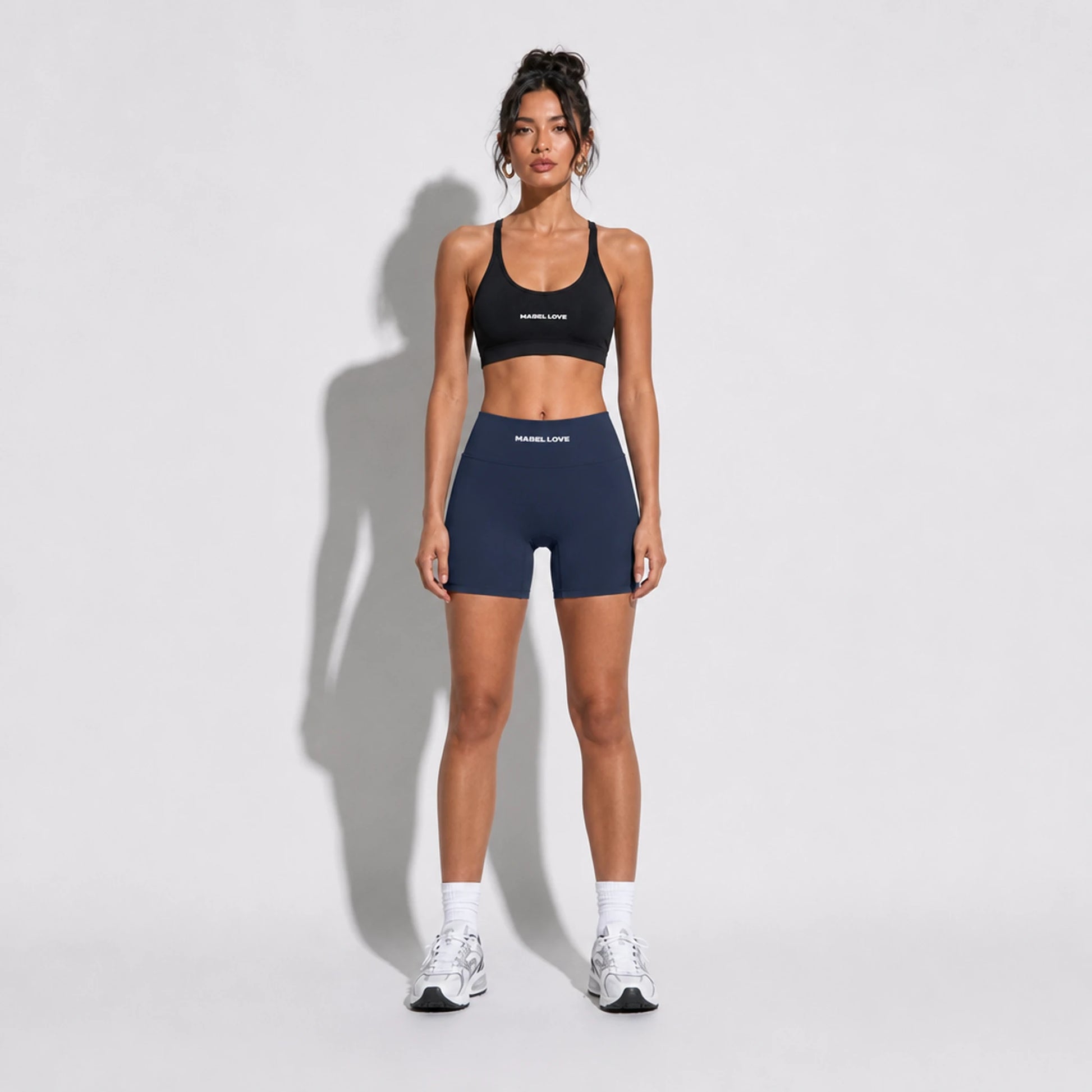 Set — Infinity bra + Micro Shorts Navy Blue front on-model 2048
