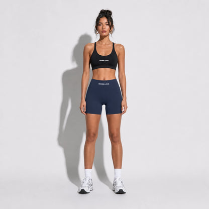 Set — Infinity bra + Micro Shorts Navy Blue front on-model 2048
