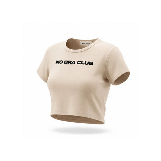 no bra club Snow Washed Crop Top — khaki front