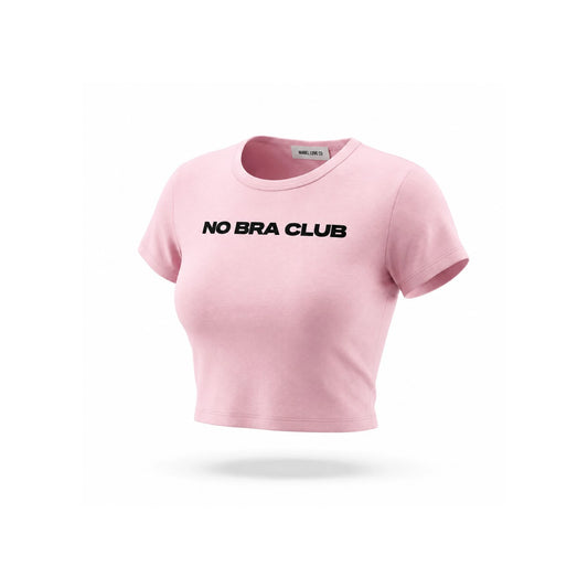 no bra club Snow Washed Crop Top — pink front