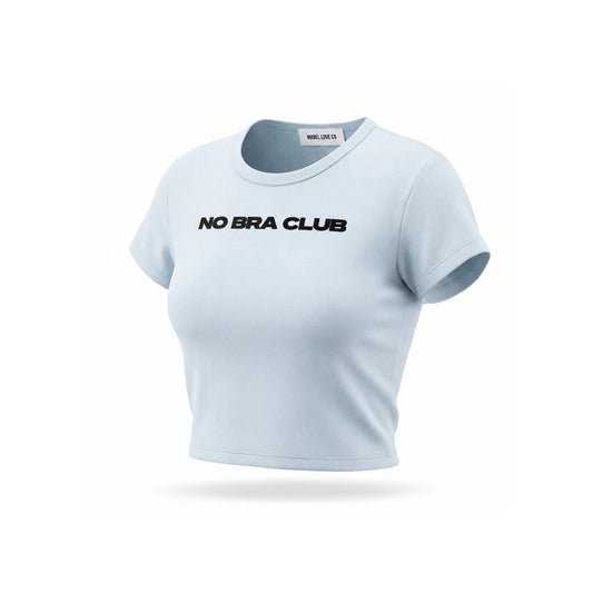 no bra club Snow Washed Crop Top — sky blue front