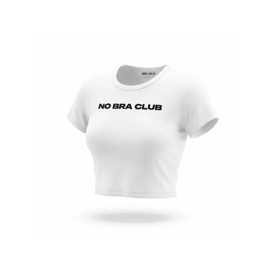 no bra club Snow Washed Crop Top — white front