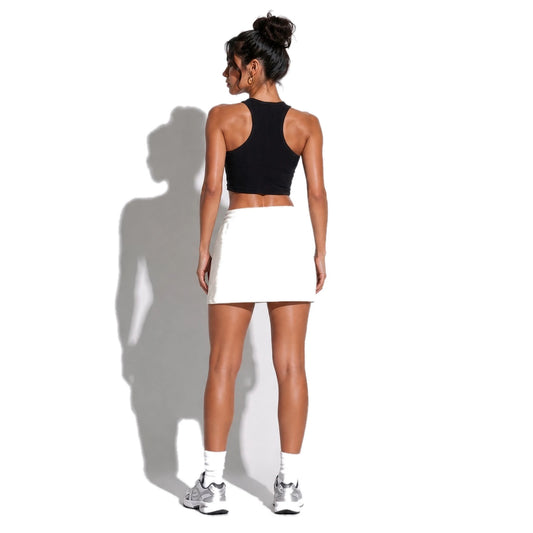 Essential Drawstring Skirt — Oat Gray back