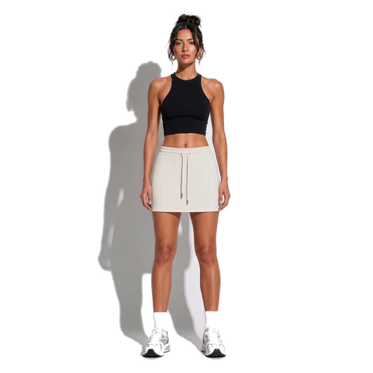 Essential Drawstring Skirt — Oat Gray front