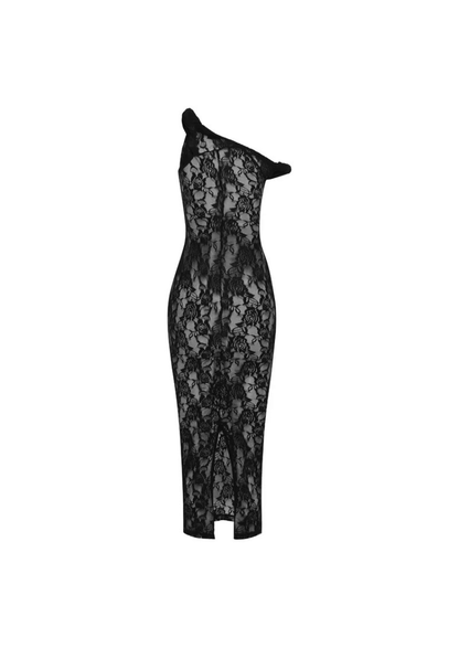 Black Off - Shoulder Lace Bodycon Dress