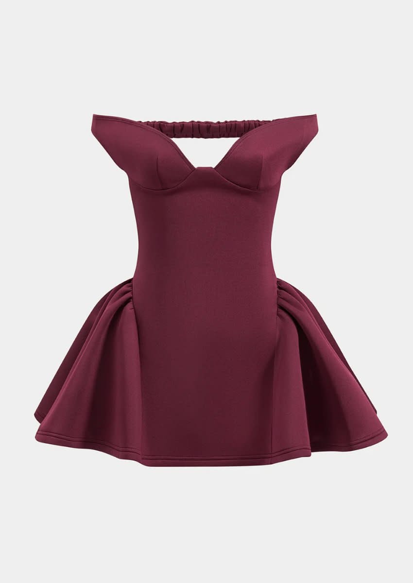 Off-Shoulder Mini Dress - Elegant A-Line Style