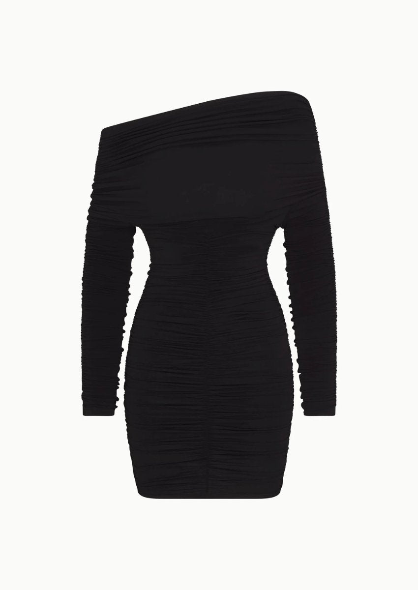 Off Shoulder Ruched long sleeve Mini Dress