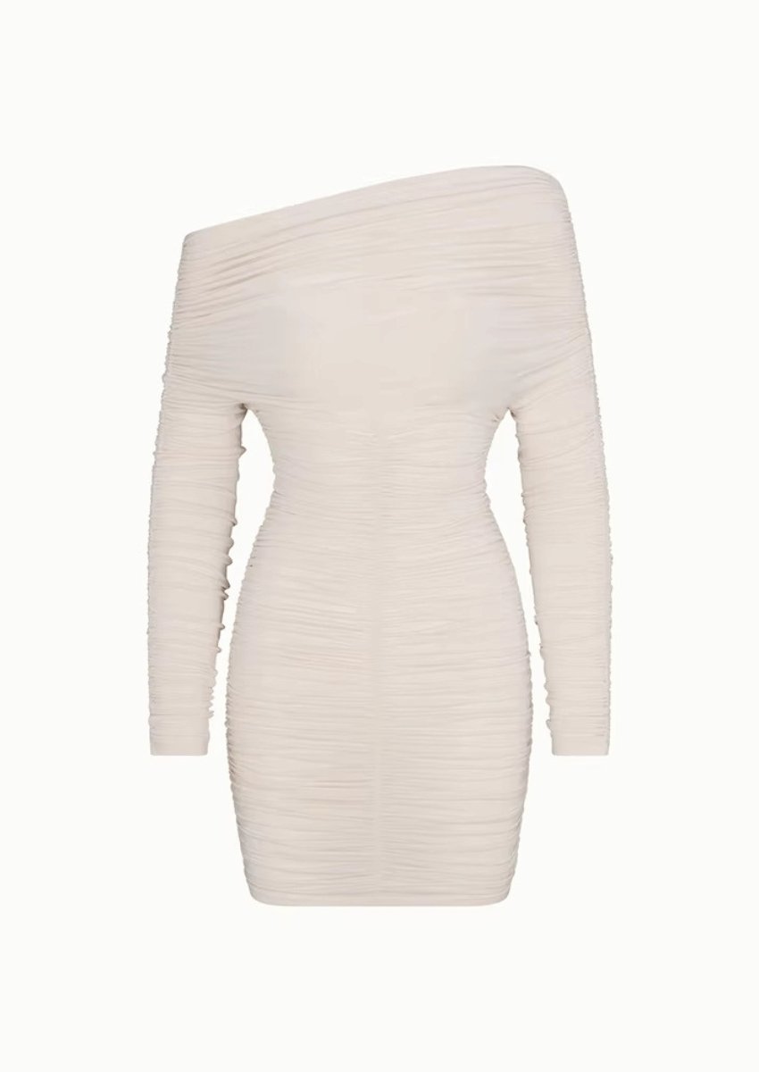 Off - Shoulder Ruched Mini Dress