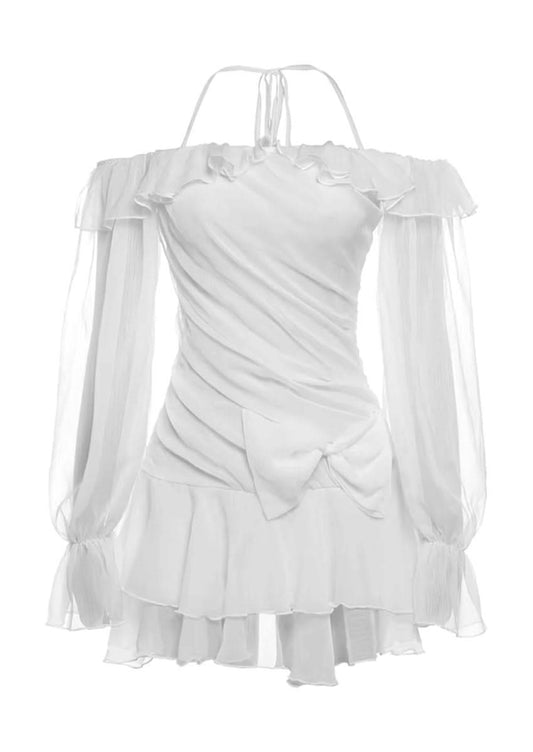 Off - Shoulder White Mini Dress