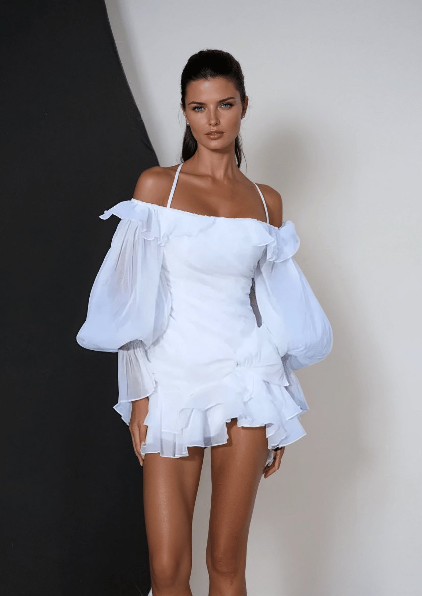 Off - Shoulder White Mini Dress