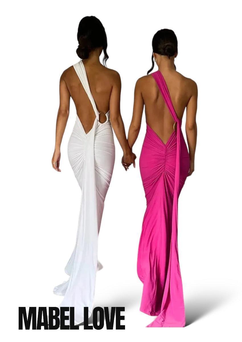 One Shoulder Backless Adjustable Maxi Dress