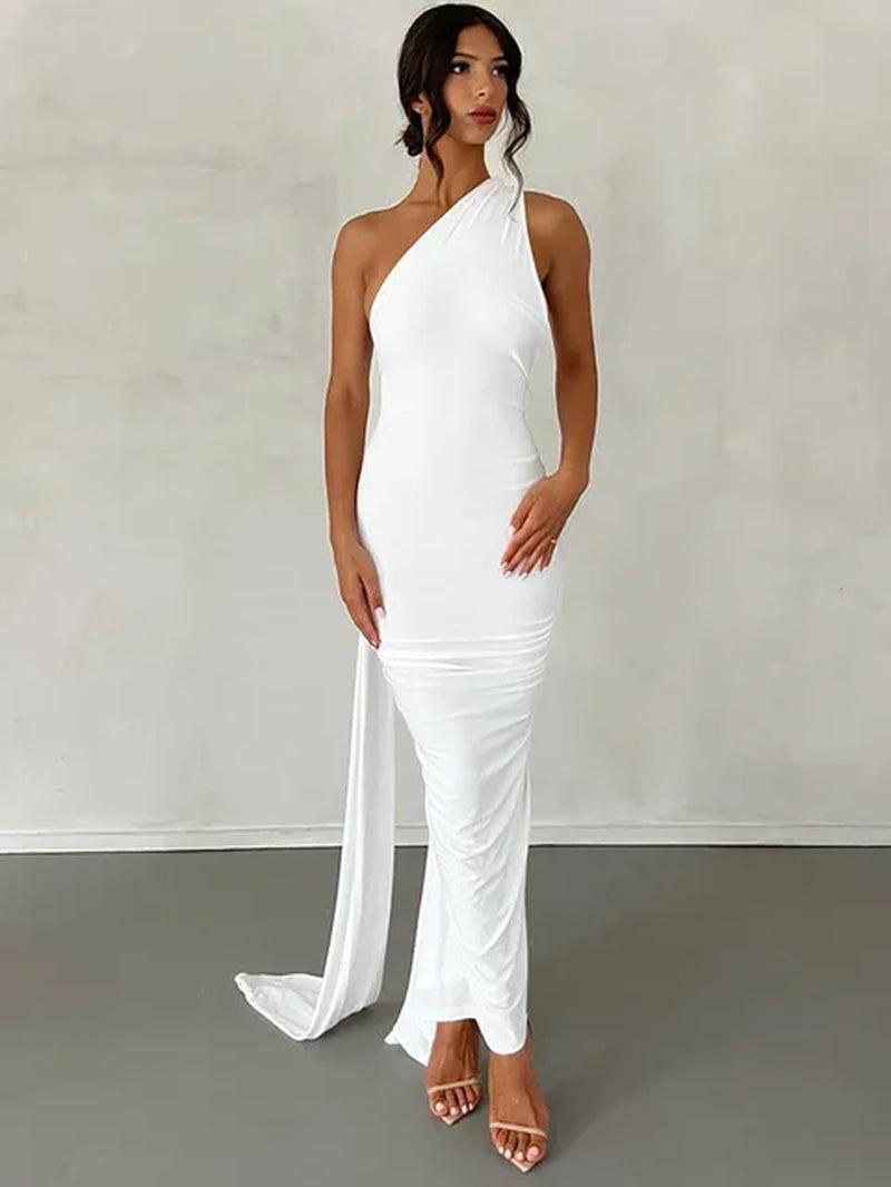 One Shoulder Backless Adjustable Maxi Dress