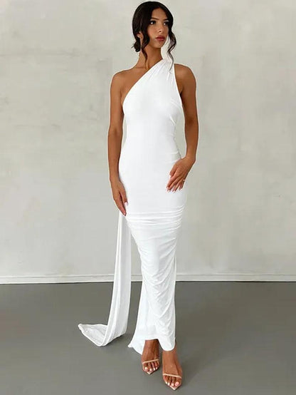 One Shoulder Backless Adjustable Maxi Dress