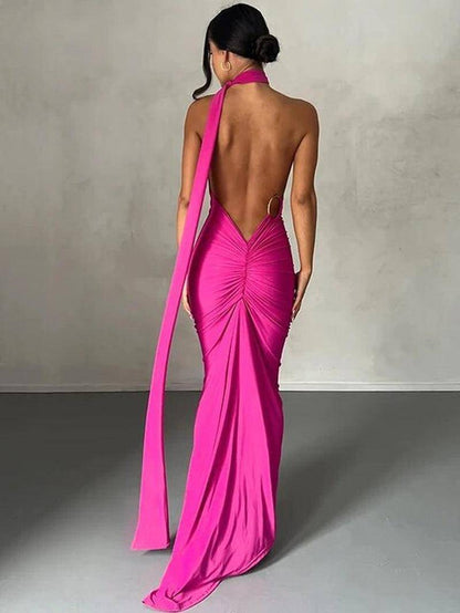 One Shoulder Backless Adjustable Maxi Dress