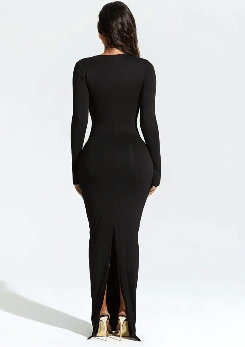 One-Shoulder Long Sleeve Maxi Dress - Evening Long Dress | Mabel Love Co. One-Shoulder Long Sleeve Maxi Dress - Evening Long Dress | Mabel Love Co.