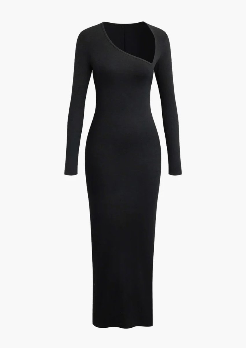 Women's Maxi Long Dress Sheath Dress Stylish Sexy Regular Fit Plain Long Sleeve Asymmetrical Black Spring Fall Women's Maxi Long Dress Sheath Dress Stylish Sexy Regular Fit Plain Long Sleeve Asymmetrical Black Spring Fall