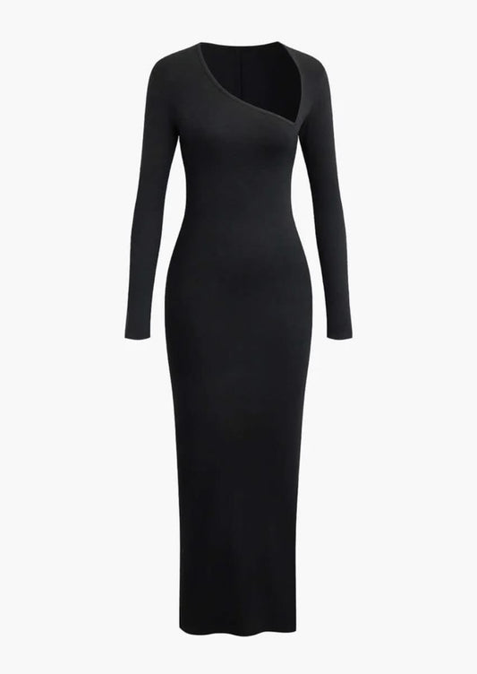 One - Shoulder Long Sleeve Maxi Dress