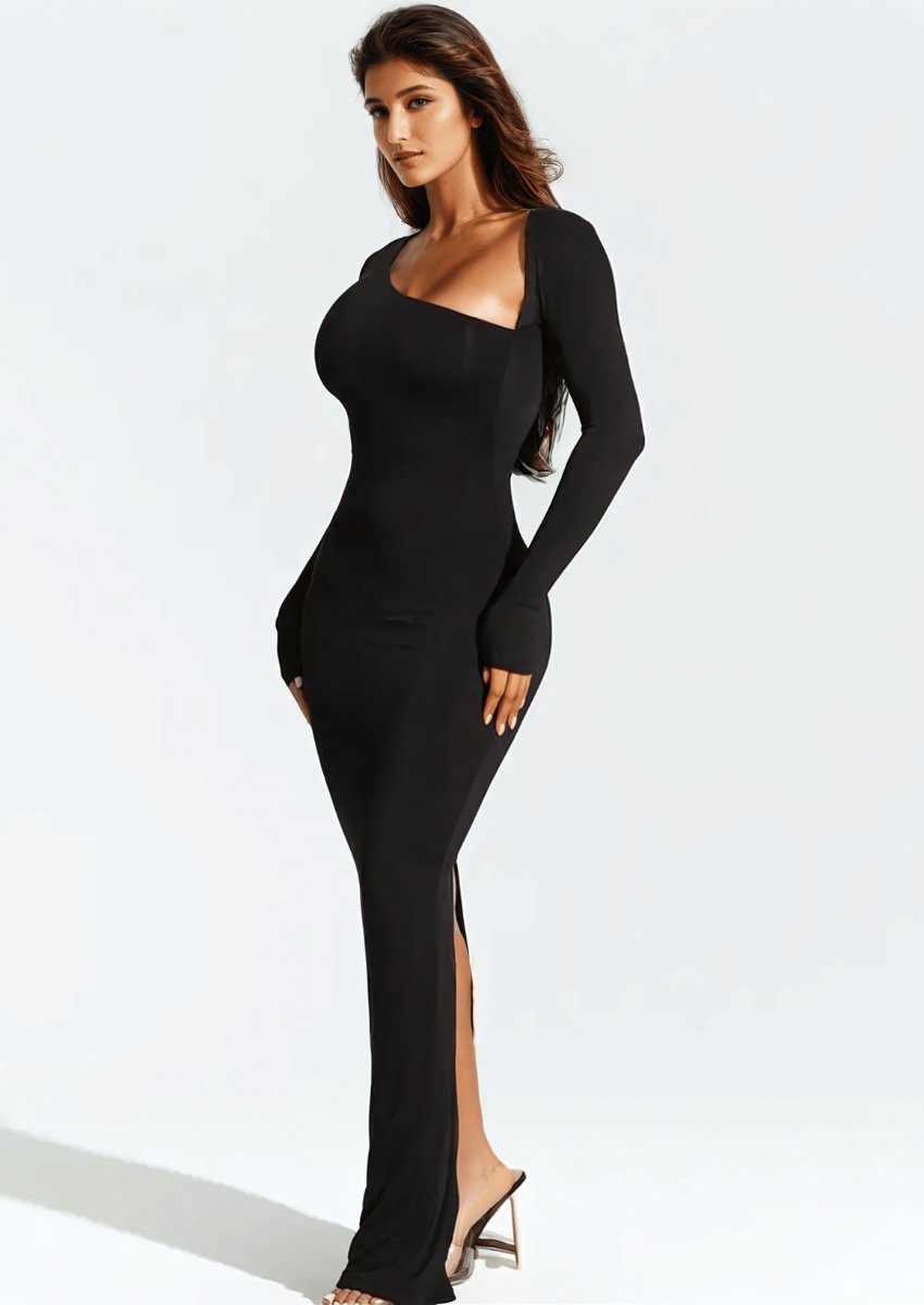 One - Shoulder Long Sleeve Maxi Dress