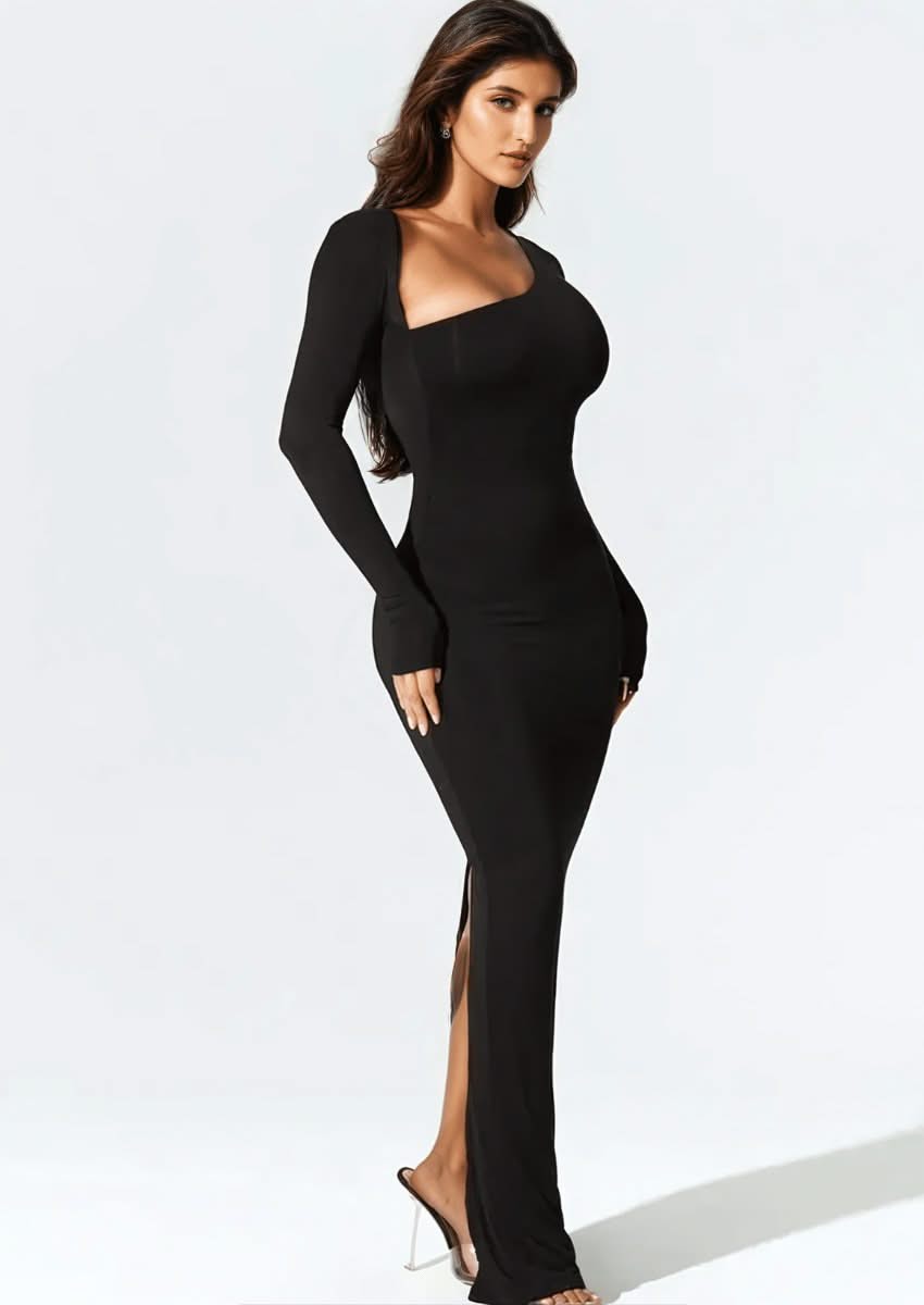 One-Shoulder Long Sleeve Maxi Dress - Evening Long Dress | Mabel Love Co. One-Shoulder Long Sleeve Maxi Dress - Evening Long Dress | Mabel Love Co.