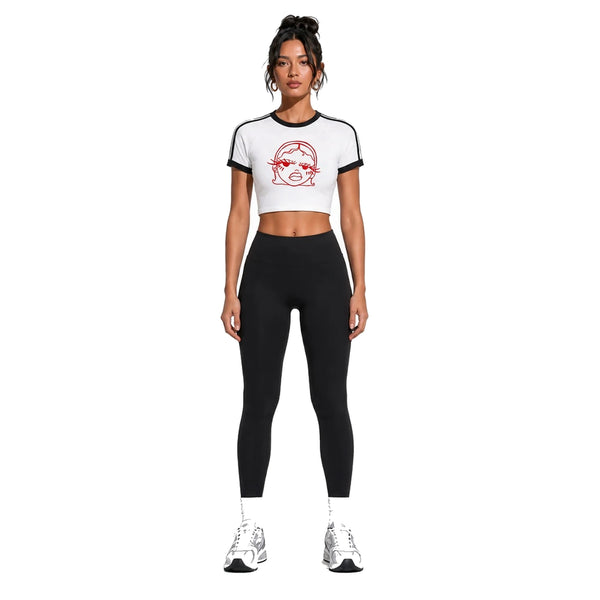Girly Baseball Crop Tee — front