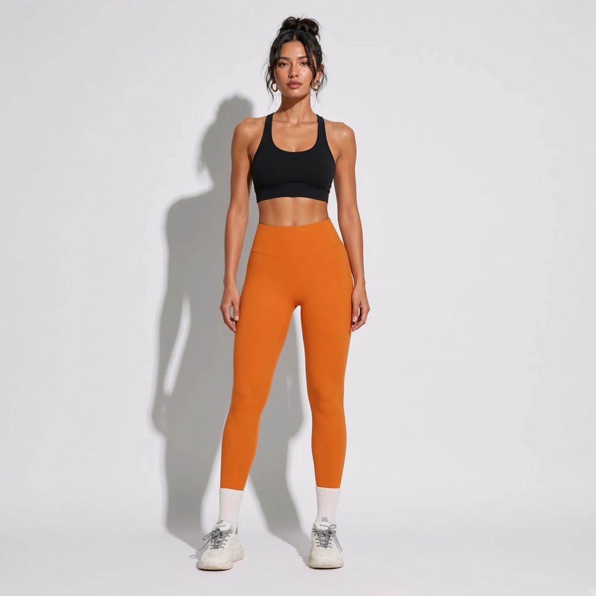 Selective High-Waist Fitness Leggings — Orange front