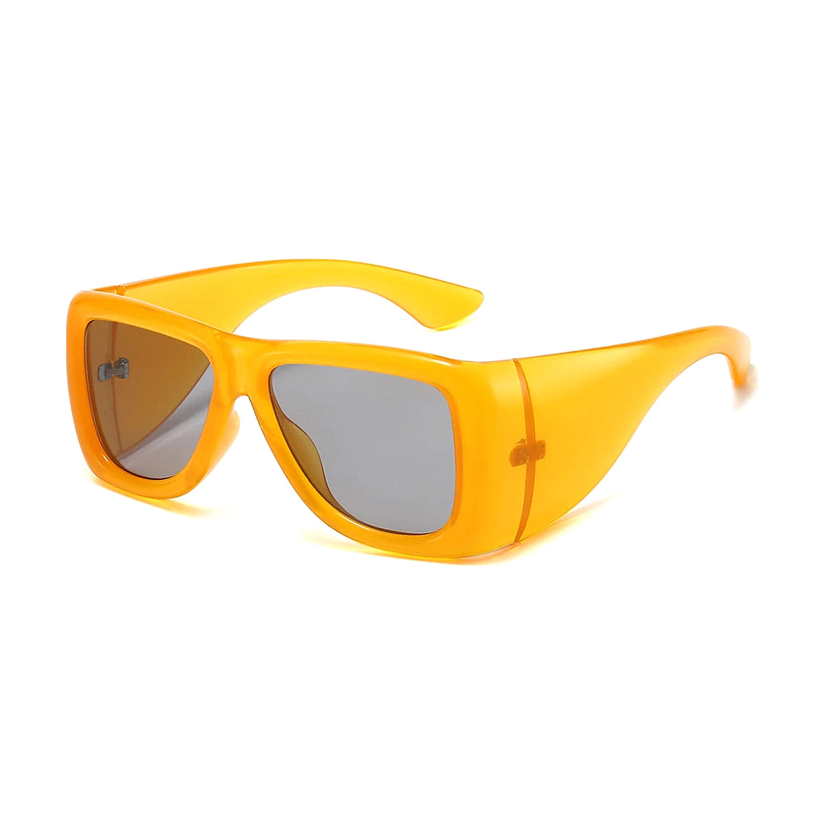 Bold Wrap Aviator Sunglasses — orange gray front