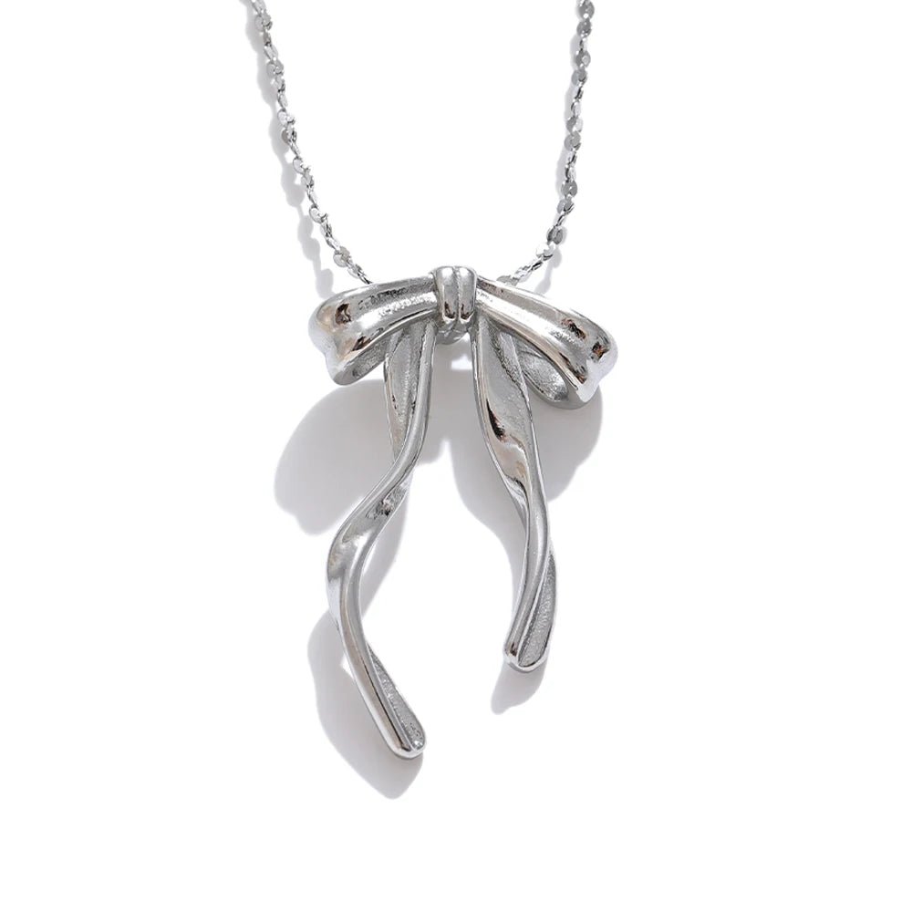 silver bow necklace