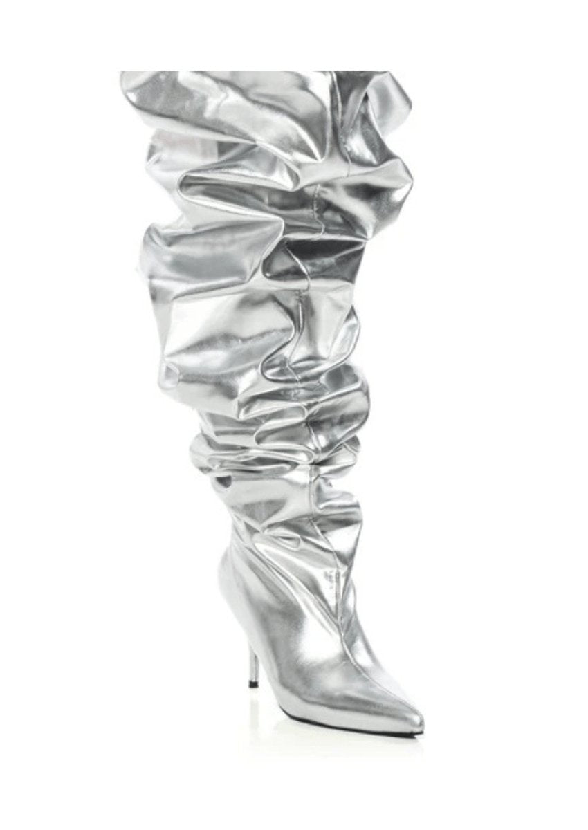 SILVER OVER THE KNEE BOOTS