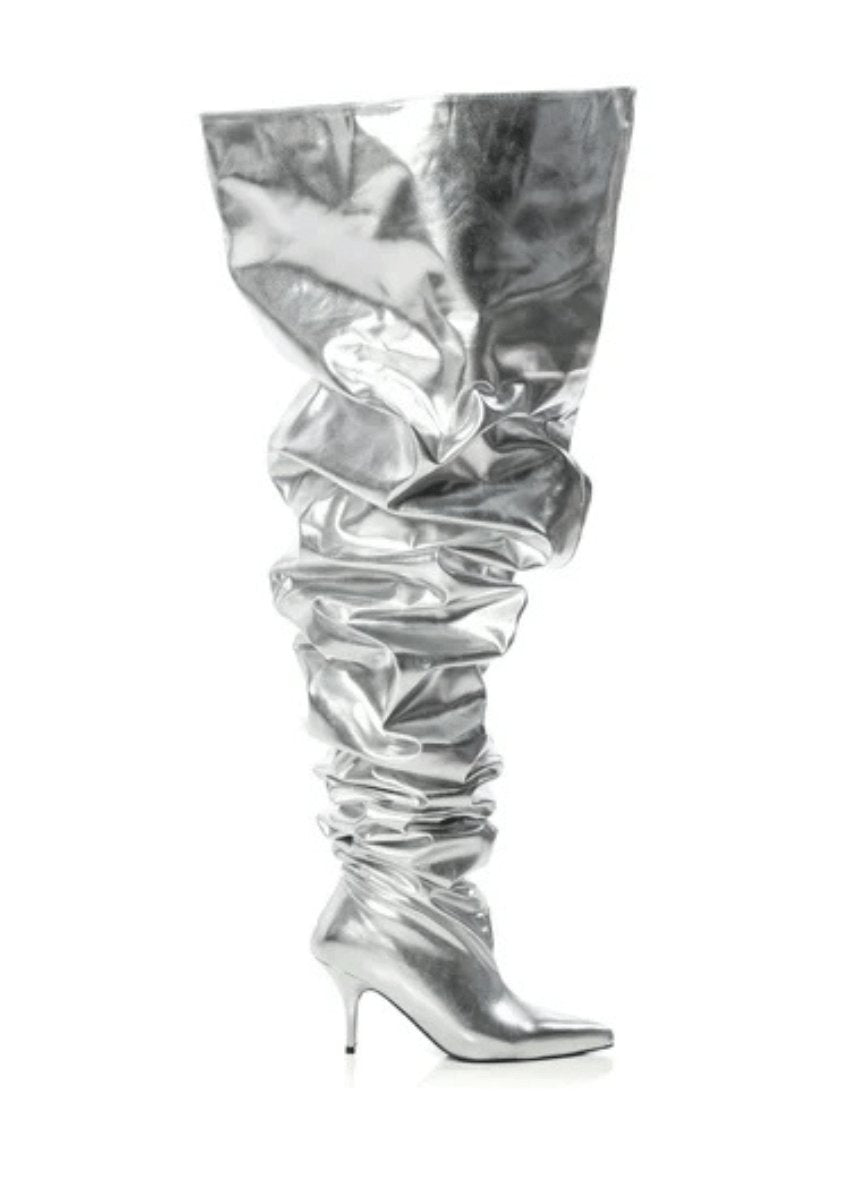 SILVER OVER THE KNEE BOOTS