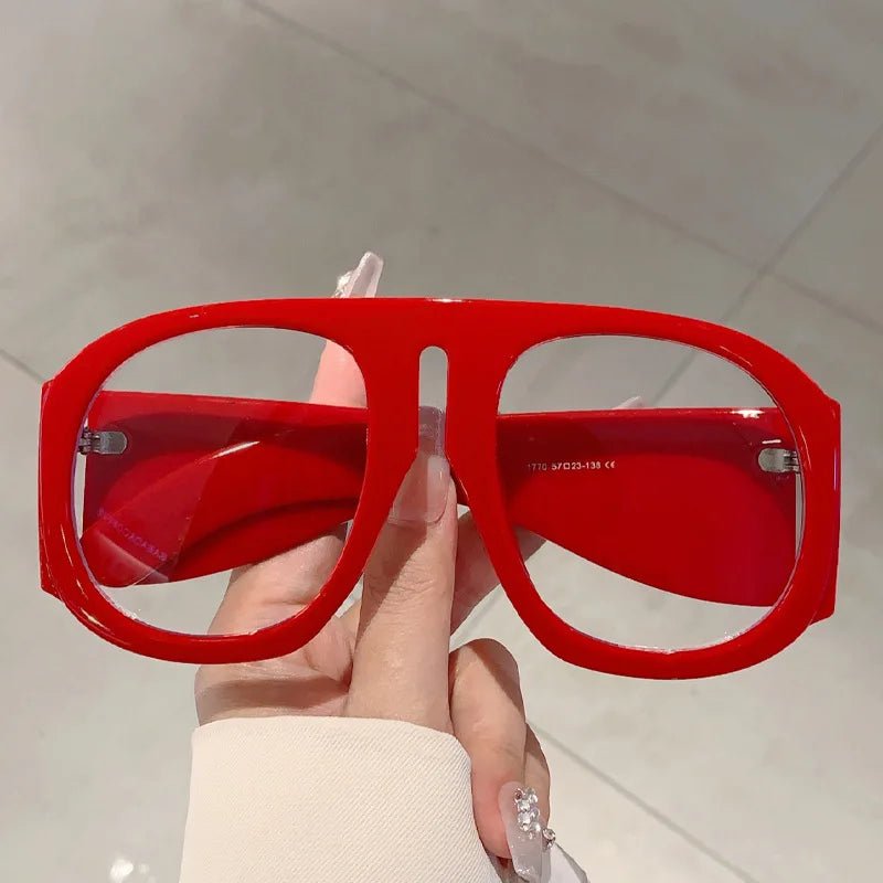 Red Oversized Retro Shield Sunglasses