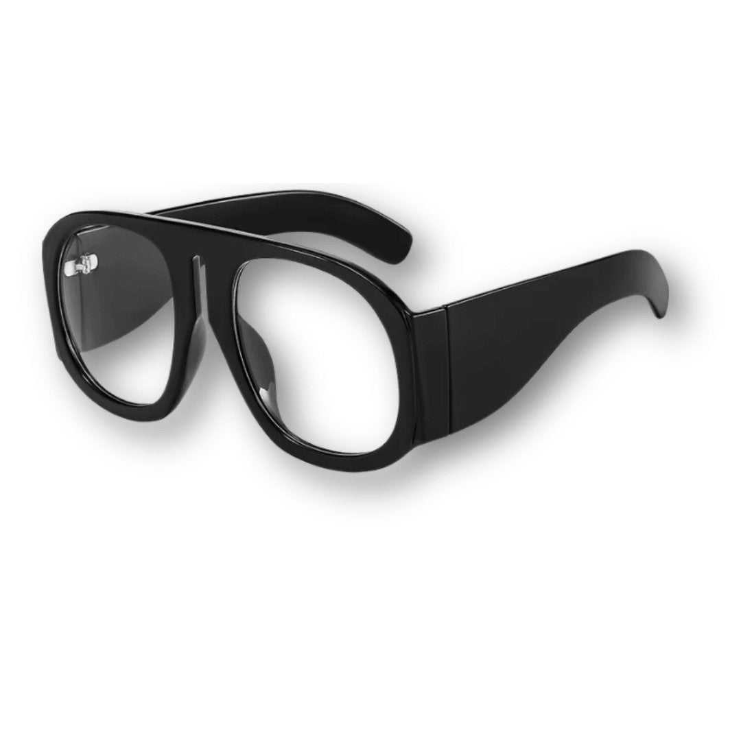 Black Oversized Retro Shield Sunglasses