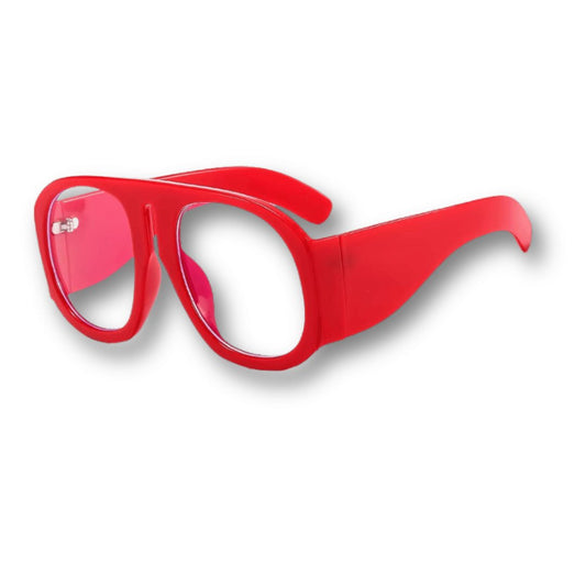 Red Oversized Retro Shield Sunglasses