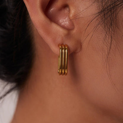 Gold Parallels Hoops Earrings