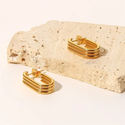 Gold Parallels Hoops Earrings