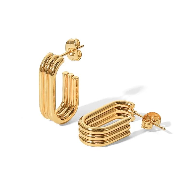 Gold Parallels Hoops Earrings