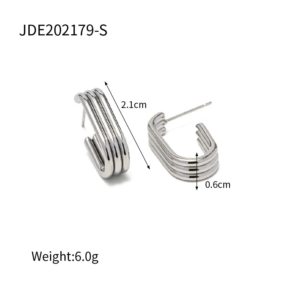 Silver Parallels Hoops Earrings - Size Details