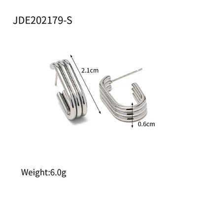 Silver Parallels Hoops Earrings - Size Details