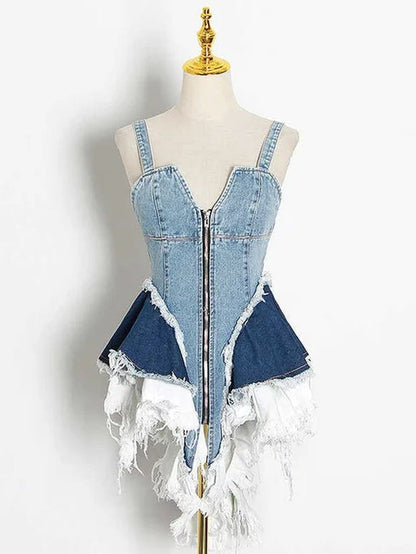 PATCHWORK DENIM DRESS