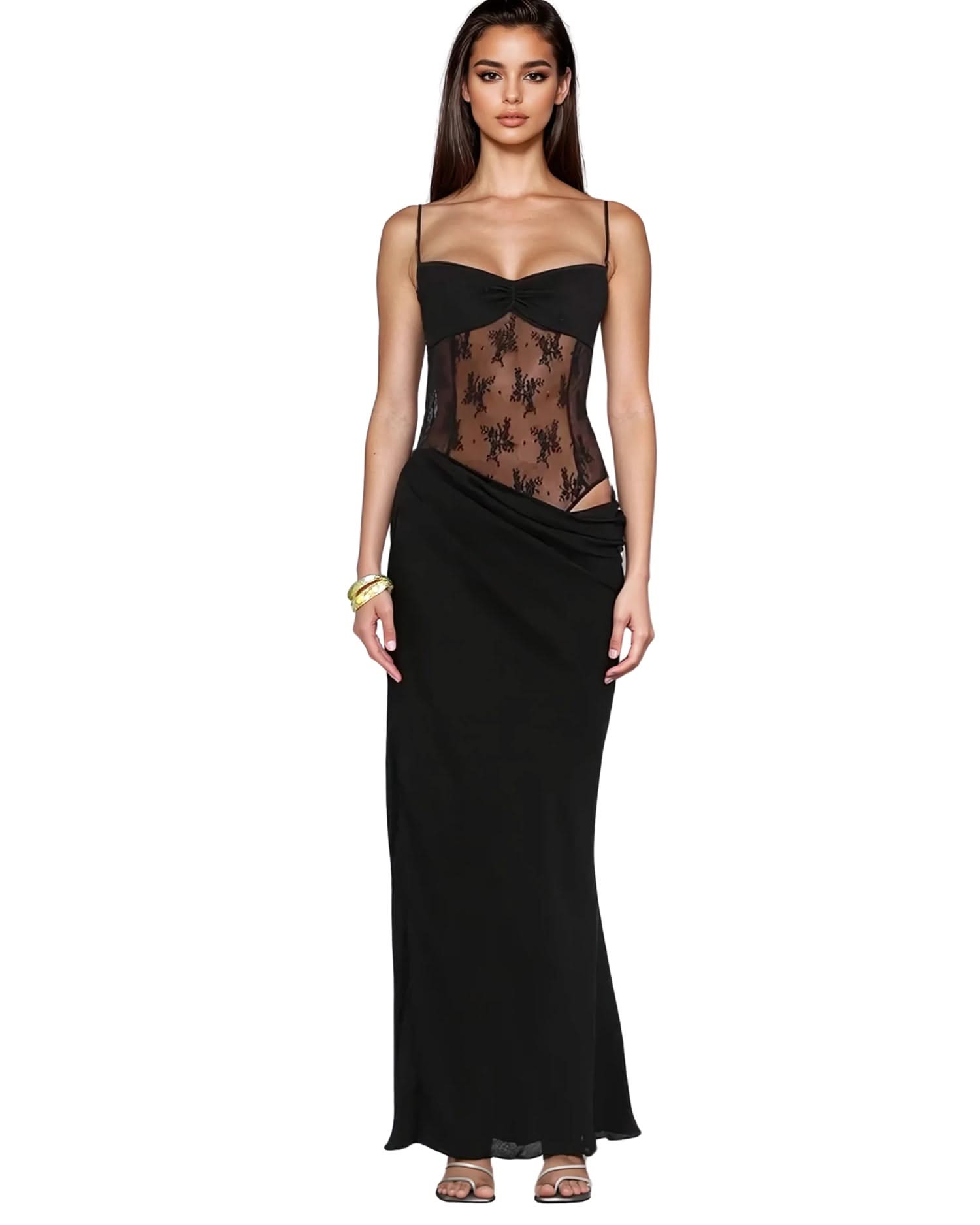 patchwork mesh dress Women Elegant Short Sleeve with Patchwork Mesh Dress Vicky and Lucas